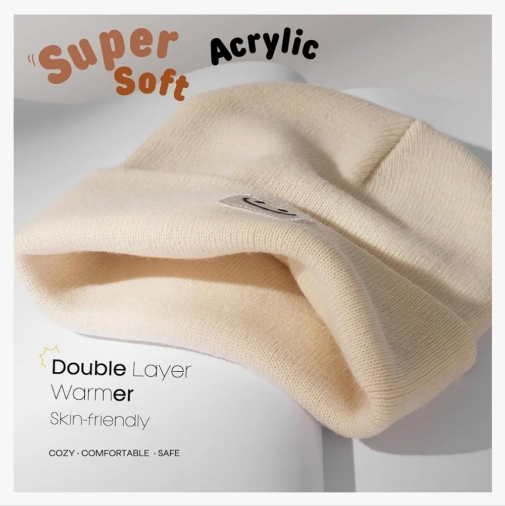 Furtalk Toddler Knit Cap Hat 3 Color Choices Cream, Black or Brown